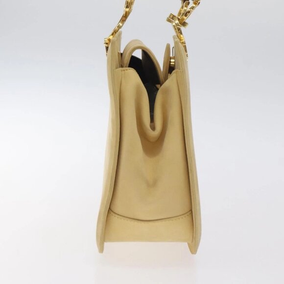 Salvatore Ferragamo Gancini Hand Bag Suede Beige Gold - Picture 4 of 16